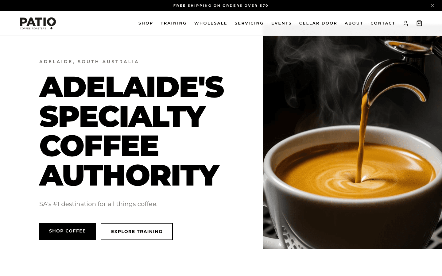 Patio Coffee Roasters website screenshot