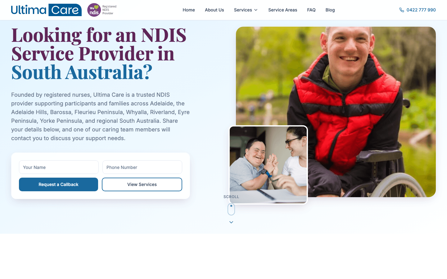 Ultima Care website screenshot